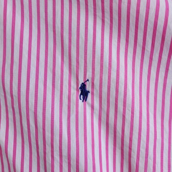 Ralph Lauren Shirt Mens 2XLT Pink Vertical Stripe Office Church Wedding Easter - Picture 3 of 11
